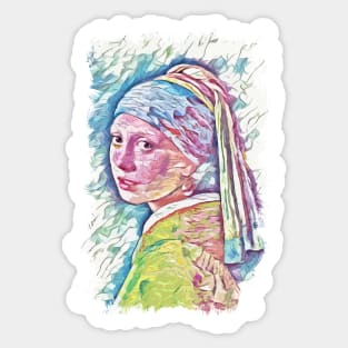 Girl with a Pearl Earring / Abstract Fan Art #01 Sticker